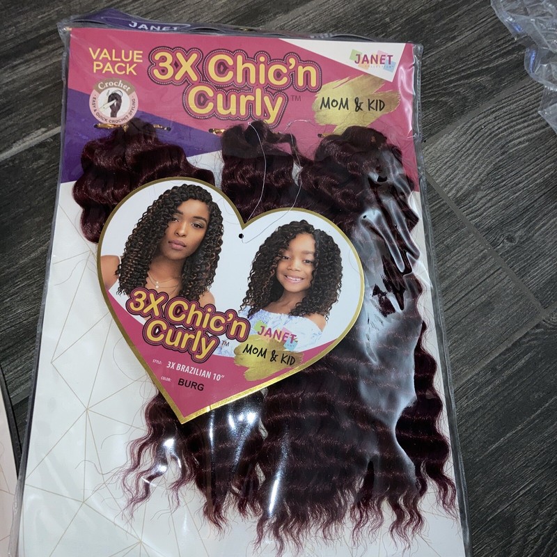2 Pack Crochet Color Burg 3x Chicn’ Curly 3x Brazilian 10 Inch.. 1 Pack Not Full