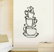 Vinyl Decal Wall Decor - Stacked Coffee Cups