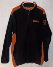 Harley Davidson Mens 1/4 Zip sz L Black Orange Pullover Sweatshirt Fleece Logo