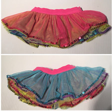 Build A Bear RAINBOW SKIRT Reversable 5 Layer Tulle Sequins Tutu BABW BAB