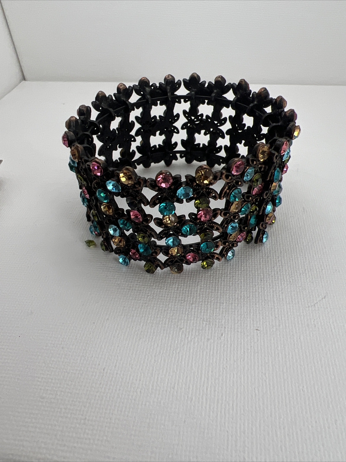 Rhinestone Multicolor Stretch Bangle Bracelet Ind… - image 2