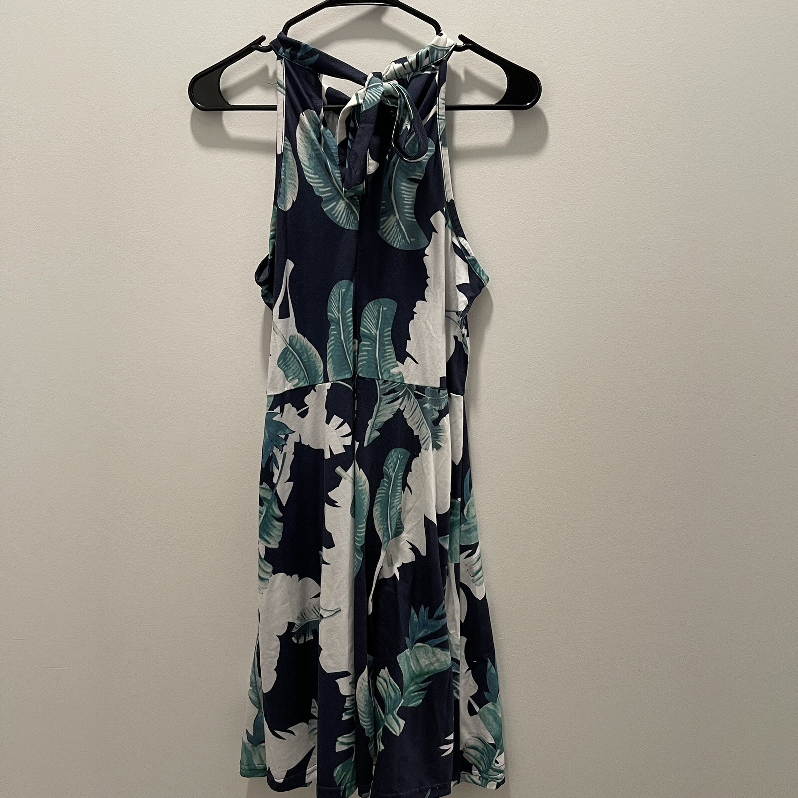 Ouges Dress Floral Blue Green White Halter Tie Sl… - image 1