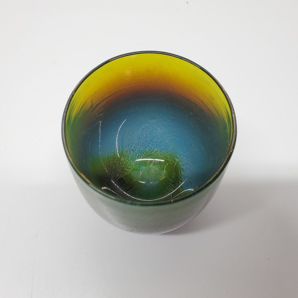 Glassybaby Hudson Blue Green Brown Votive Candle Holder eBay