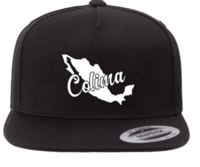 Colima - Mexico State Outline - Estado De Mexico - Flat Bill SnapBack - Black