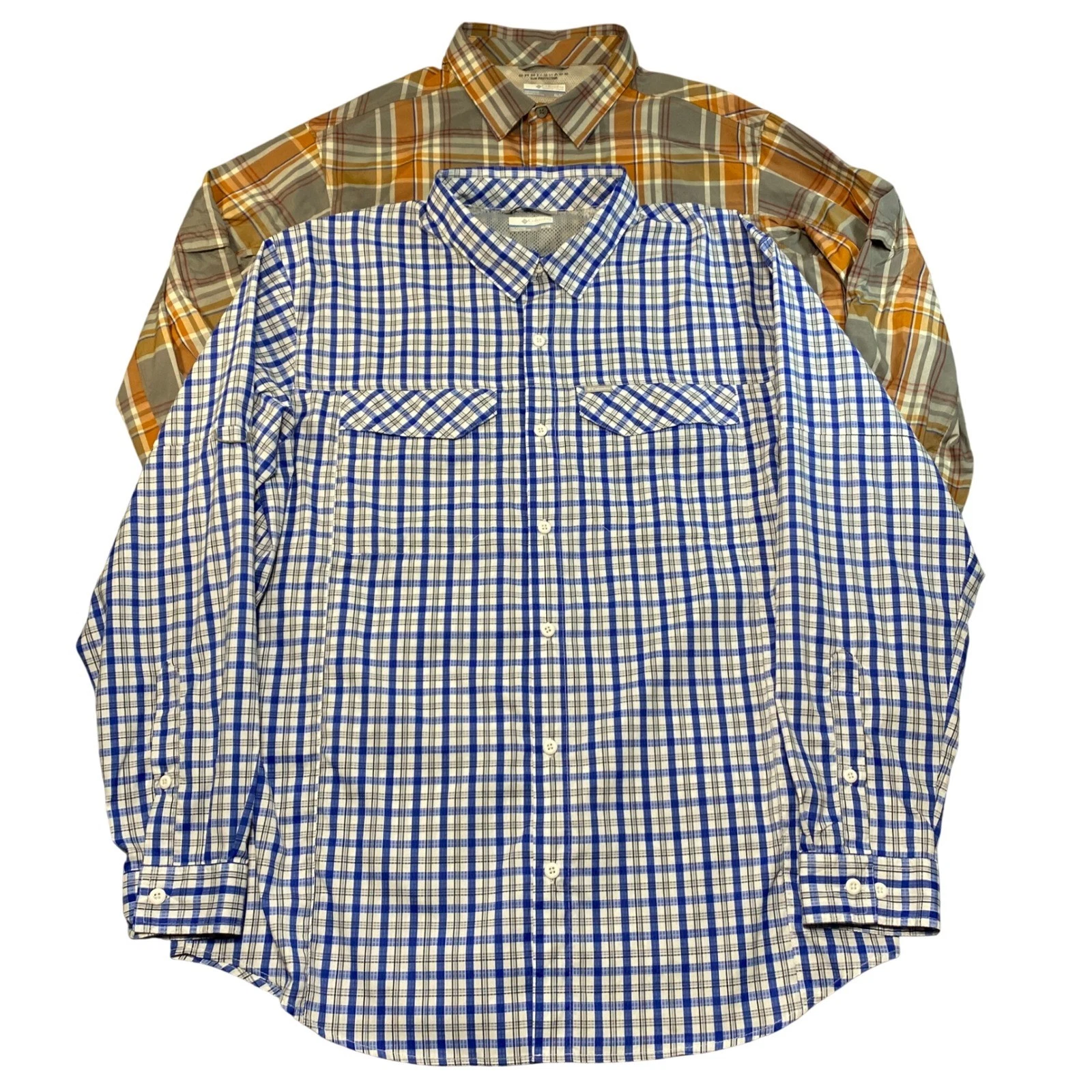 Columbia (Lot of 2) Omni-Shade Plaid Hiking Shirt Mens XL Long Sleeve Button Up