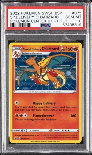 2022 POKEMON SWSH BLACK STAR PROMO #075 SPECIAL DELIVERY CHARIZARD-HOLO PSA 10