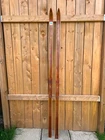 NICE OLD VINTAGE Wooden 80" Snow Skis Have BROWN Finish Signed BONNA