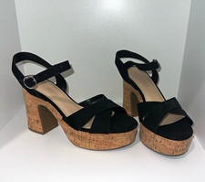 Dream Pairs Women s Black Strappy Platform Block Heel Sandals US 9 Buckle