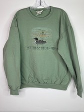 Vintage Northern Reflections Loon Green Crewneck Sweatshirt Size Large