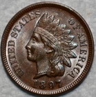 Uncirculated 1897 Indian Head Cent, Razor-Sharp, Lustrous specimen.