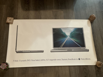 Vintage 2001 Apple Poster G4 PowerBook Think Different 23''x40  Computer Mac
