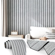Wallercity White/Gray Self Adhesive Wood Slat Wall Paneling 3D Panels For Wall