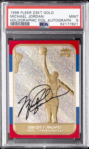 1998 FLEER 23KT GOLD HOLO FOIL AUTO MICHAEL JORDAN 95/10000 PSA 9