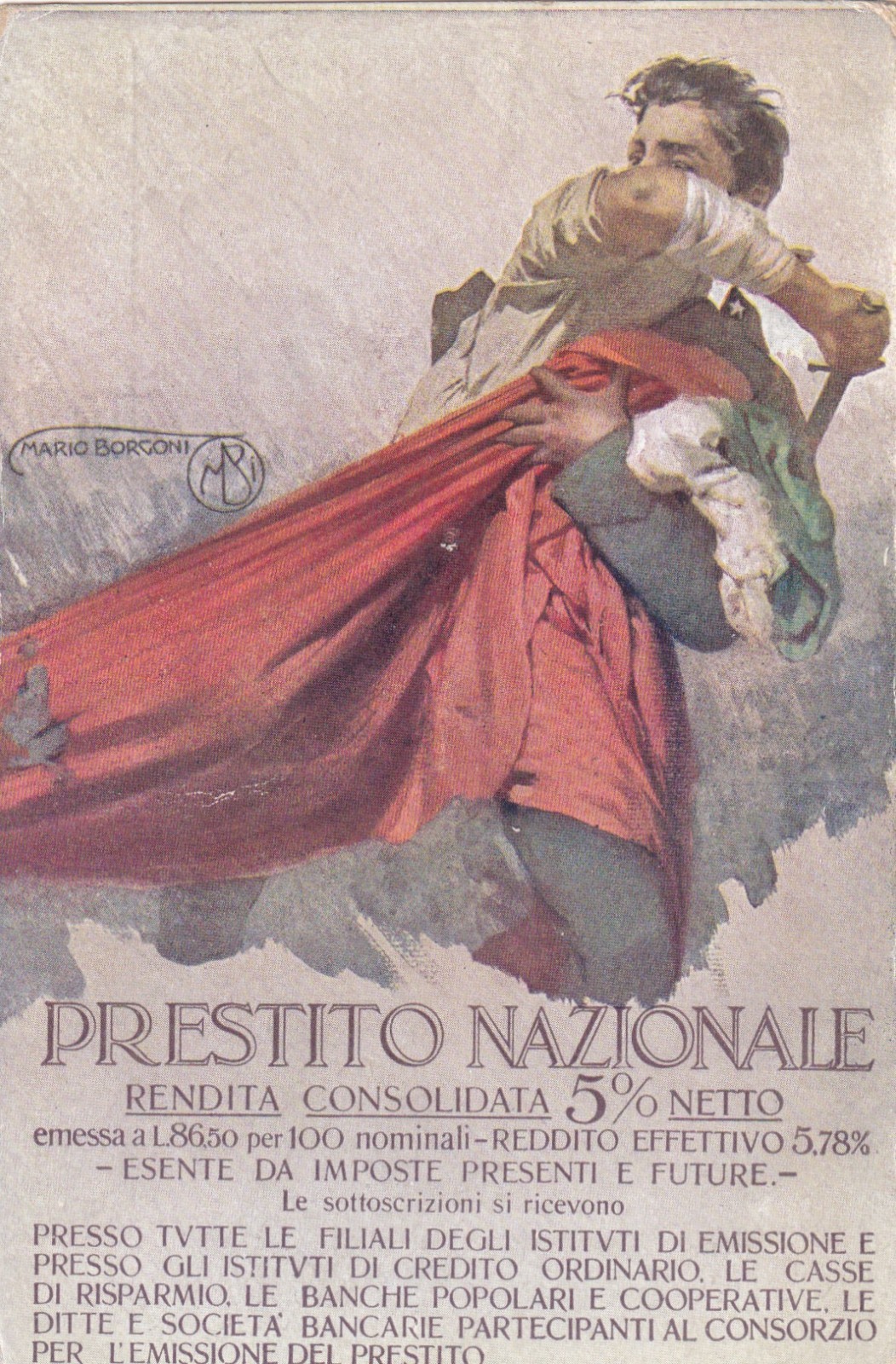 CARTOLINA MILITARE ,PRESTITO NAZIONALE 5% - ILL. MARIO BORGONI 2