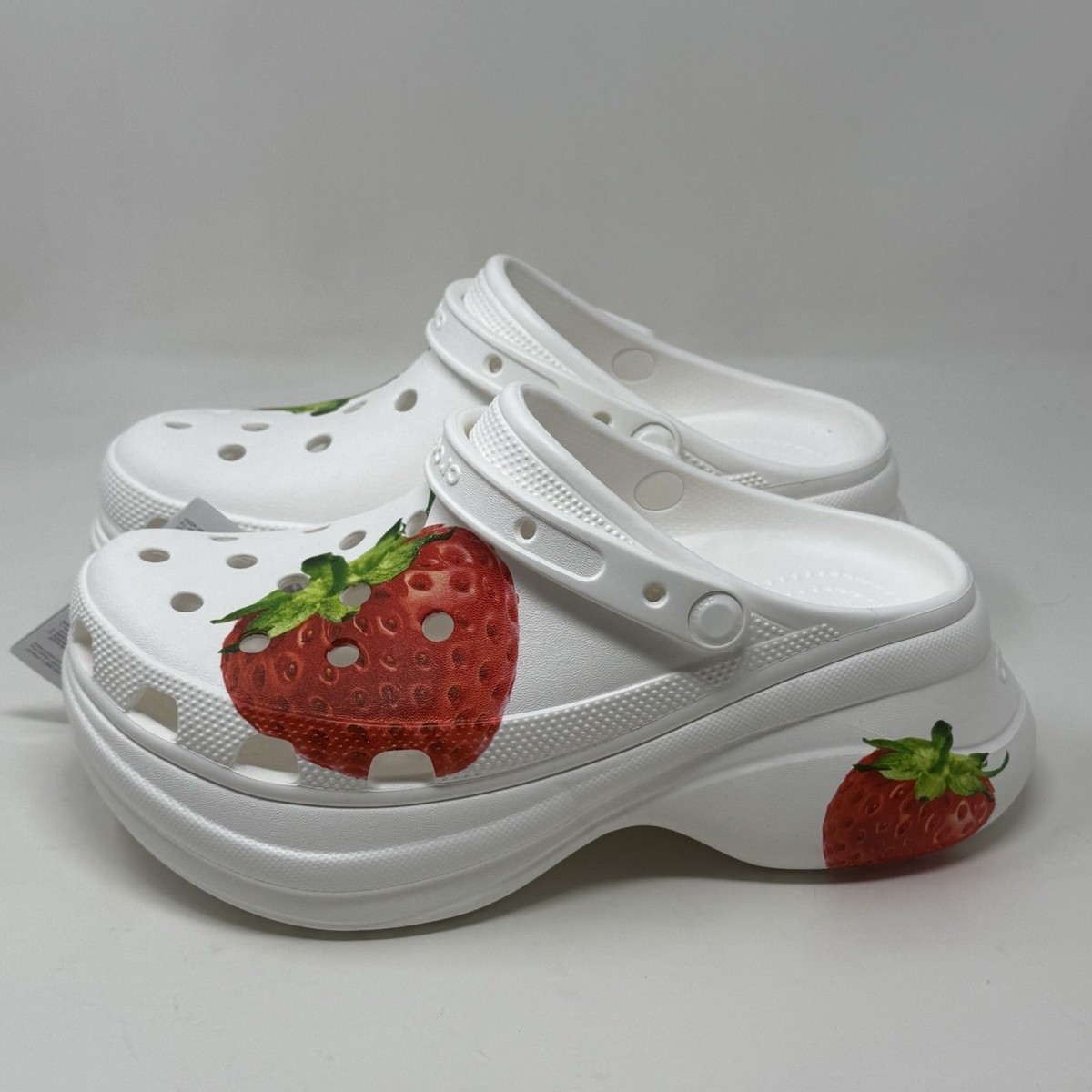 Crocs Bae Fresh Fruit Platform Clog Womens 10 White Red Strawberry
