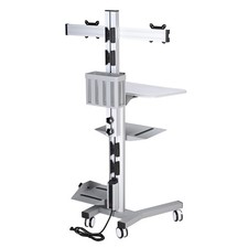 Ergonomic Computer Workstation Rolling Mobile PC Cart with Dual Monitor Mount