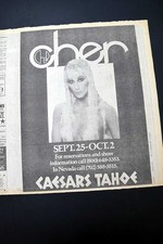 CHER "Goddess of Pop" Singer Take Me Home Tour 1980 Tahoe Concerts Advertisement