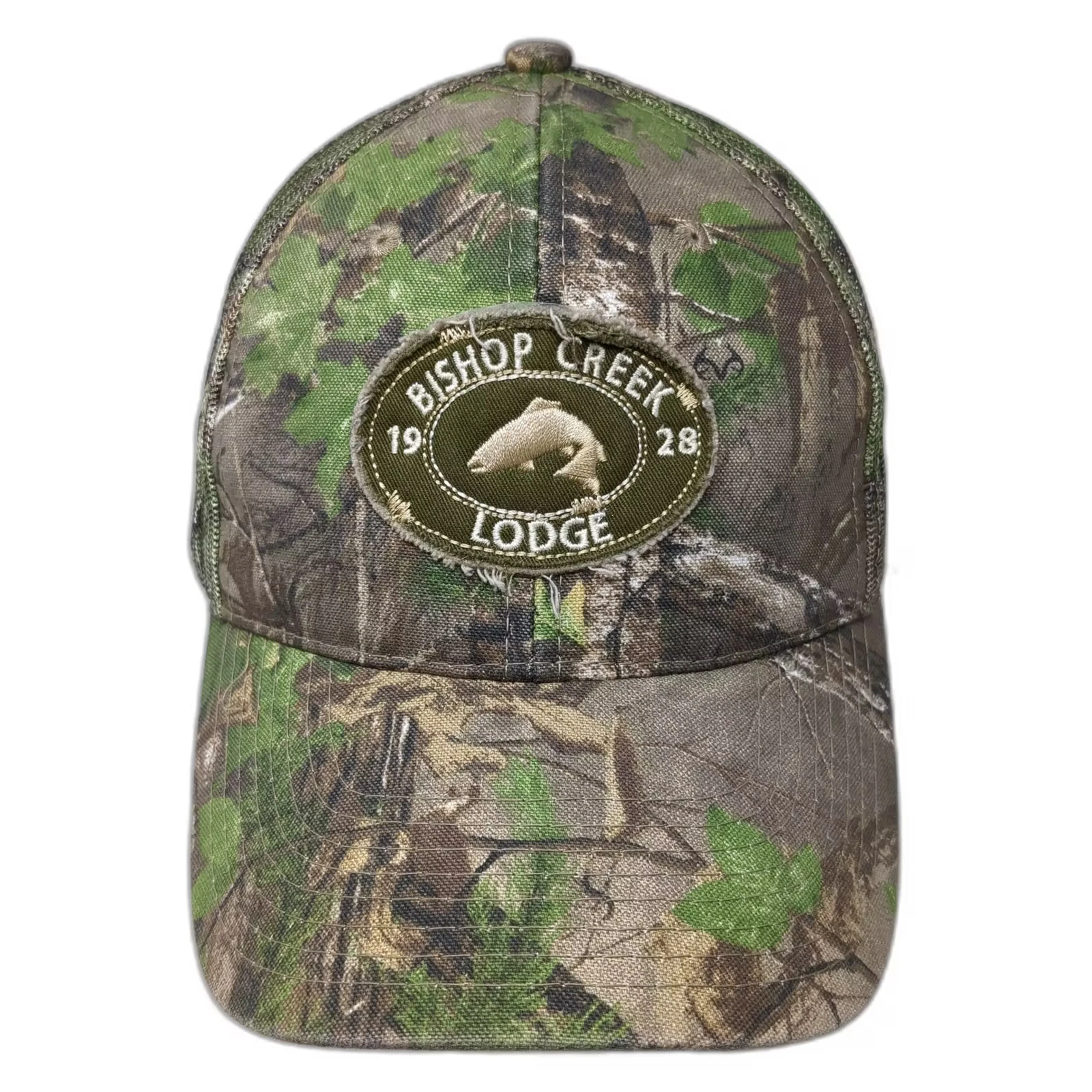 Outdoor Cap Baseball Cap Green Brown OS Bishop Creek Lodge Camo Fish Strapback