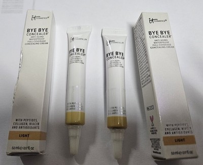 2 LIGHT IT Cosmetics Bye Bye Full Coverage Concealer New in Box SEALED