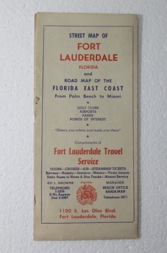 Vintage 1950s Frank Dolph Road Map Fort Lauderdale Florida - product listing photo