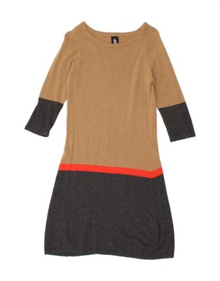 MARINA YACHTING Womens Jumper Dress UK 10 Small Brown Colourblock Wool AP07