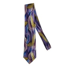 J. Garcia Collection Fifty-Three Purple Yellow Blue "Nude" 100 Silk Tie-Long