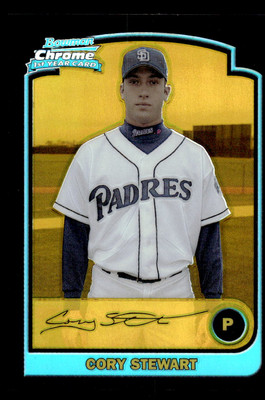 2003 Bowman Chrome #BDP103 Cory Stewart Gold Refractor 1st #d 30/50!  PADRES