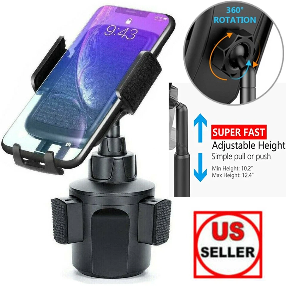 360° Adjustable Phone Mount Car Cup Holder Stand Cradle For iphone samsung GPS - Image 2 of 4