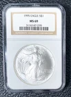 1995 American Silver Eagle S$1 NGC MS69 Brown Label SLABBED & GRADED!