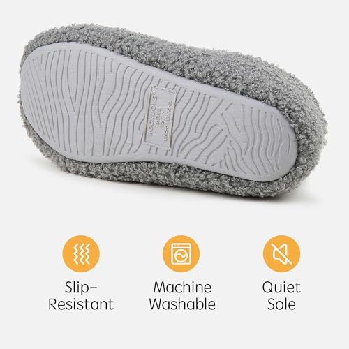  Damen Teddy Fleece geschlossener Rücken Indoor Slipper 7-8 dunkelgrau - Bild 6 von 6