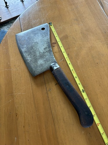 Antique 8” Blade/16” Overall-Cleaver BRECHT CO. NY STL DENVER-High Carbon Steel!