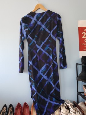NWT Joseph Ribkoff 244131 Silky Knit Abstract Wrap Dress Black Multi Size 6