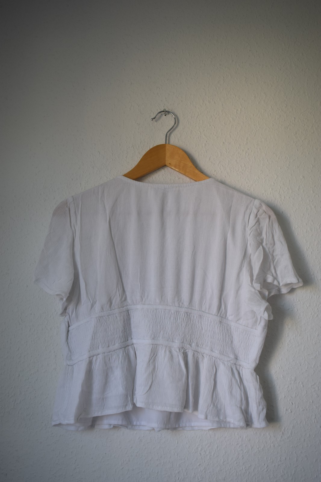 Hollister White V Neck Peplum Blouse image 3