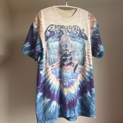 Vintage Grateful Dead 2001 Tie Dye T Shirt Skeleton Magic Carpet Tour Band Tee