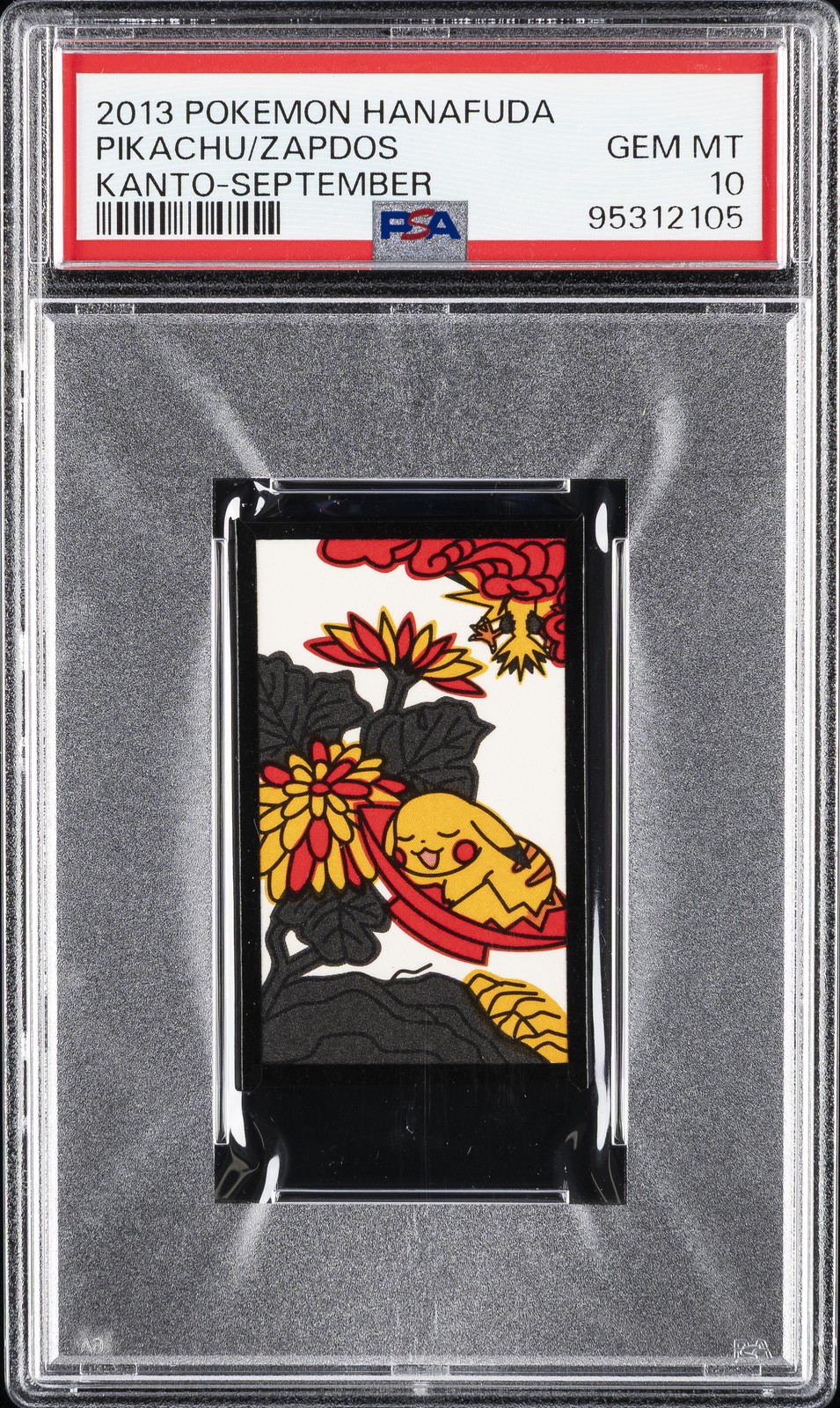 2013 POKEMON HANAFUDA KANTO SEPTEMBER PIKACHU/ZAPDOS PSA 10