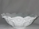 L.E.Smith Moon & Stars Pattern Sawtooth Rim Round Milk Glass Bowl 3 4/8 "