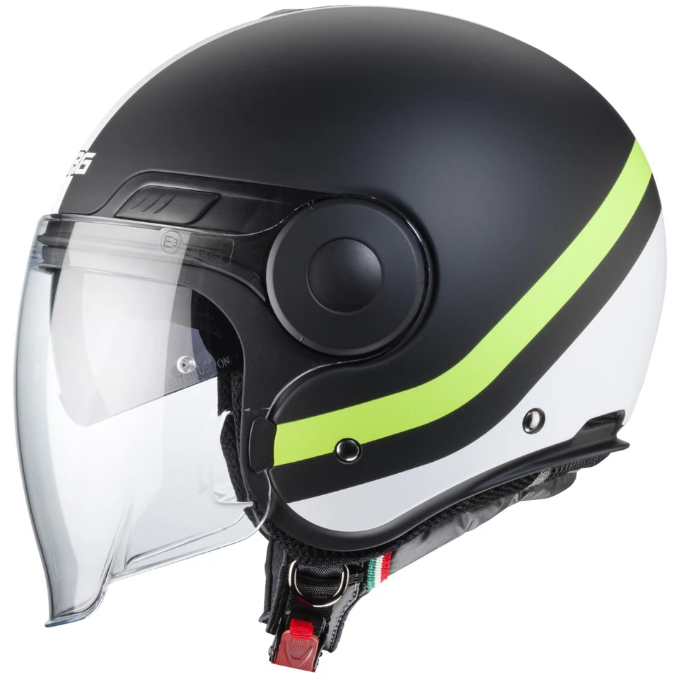 Caberg Uptown Chrono matt-schwarz / weiß-fluo-gelb Jethelm Motorradhelm - Bild 3 von 4