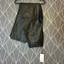 New NA-KD PU Mid Rise Pants Black EU 36 UK 8 Faux Leather Trousers RRP £45/£55