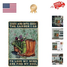 Funny Garden Decor for Outside Tin Sign - Vintage Metal Patio Signs for Outdo...