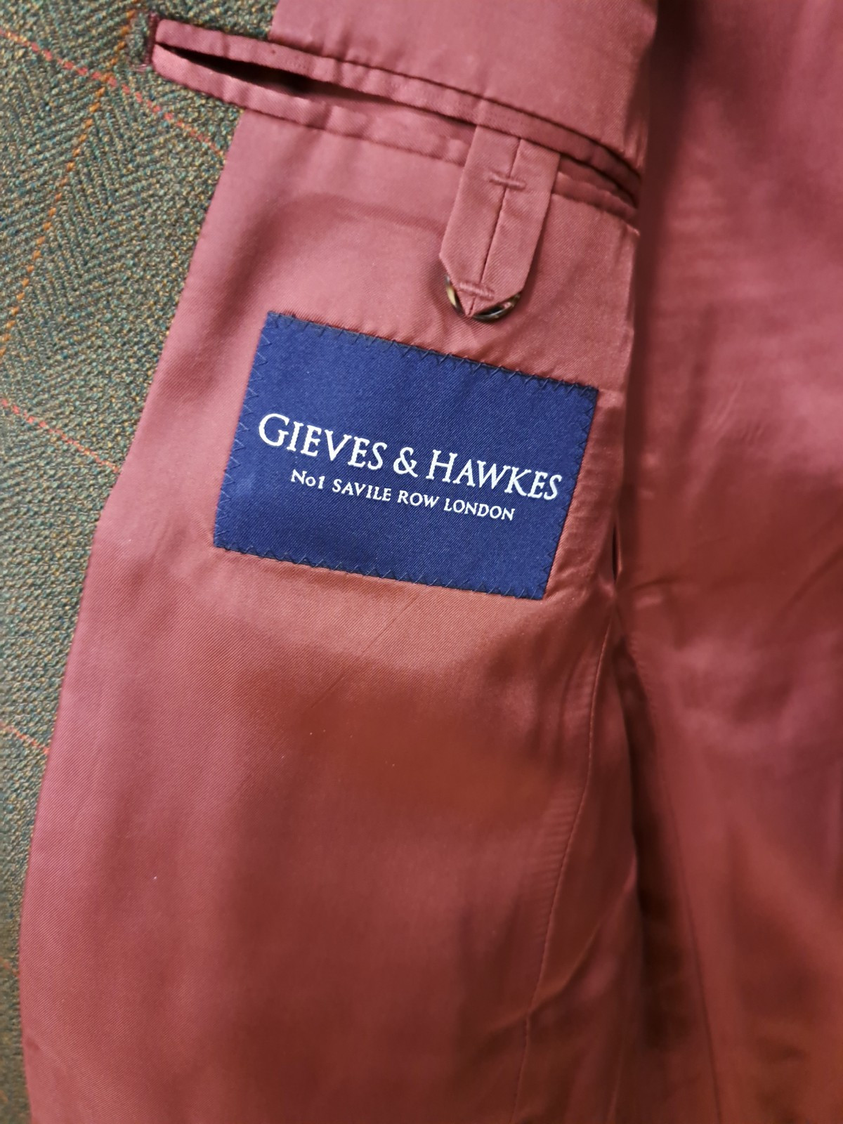 FILA GIEVES HAWKES TWEED GIACCA BLAZER 42 CORTO CHECK VERDE SAVILE ROW LONDRA E