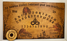 Puntero detallado de tabla de adivinación de gallos de madera tallada hecha a mano Diaboli Ouija
