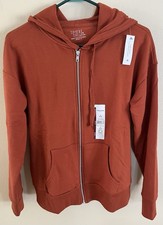Time And Tru Orange Hoodie Sweatshirt Relaxed Small 4-6 NWT Full Zip Drawstring