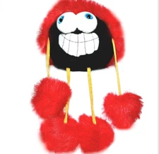 Dan Brechner Fuzzy Monster Plush Sitter Googly Eyed Hanger Red 1980s RARE!