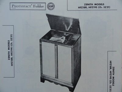Original Sams Photofact Manual ZENITH MODEL HFZ18R, HFZ19E (Ch. 5Z21)