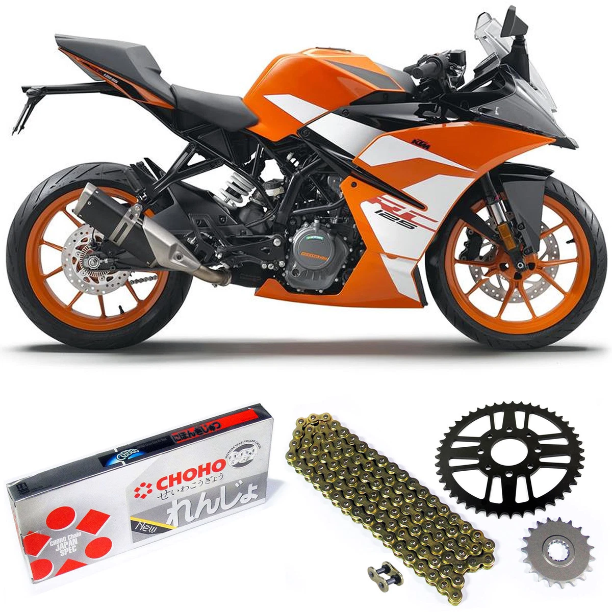 KTM RC 125 2015 Gold Heavy Duty Chain and Sprocket Kit Set RC125