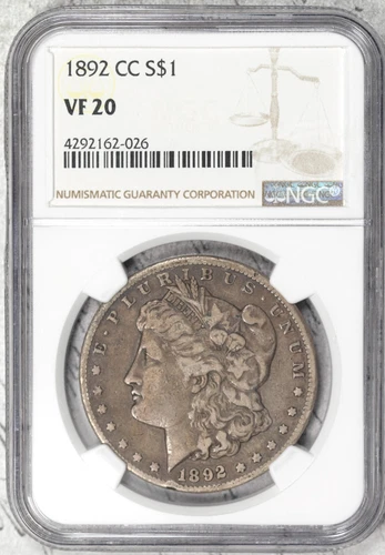 1892-CC Morgan Dollar NGC VF20 Carson City! #EKB5