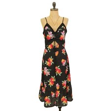 ASOS Ruffle Midi Dress 4 Cutout Sleeveless Fruit Floral Black Multi EUC B25