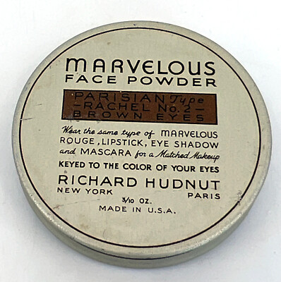 Richard Hudnut 1930s Face Powder Tin Eye Matched Marvelous Empty