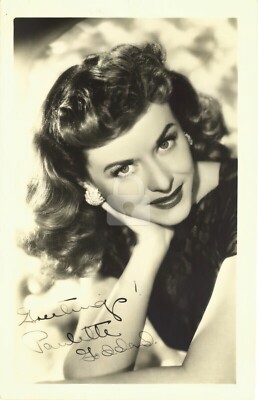 Paulette Goddard -- Signed Vintage Photo Postcard Copy