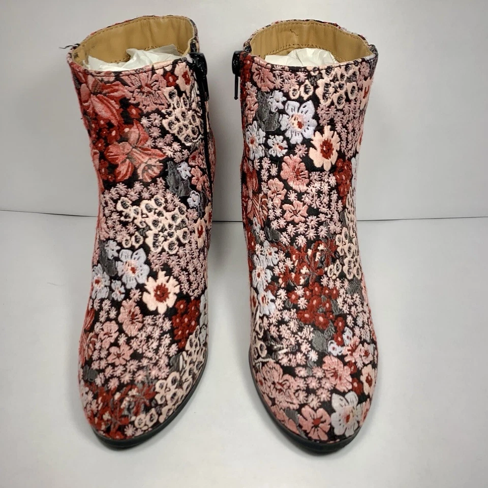 Qupid Red, Pink , Light Blue Floral Booties, size US.  5.5 - Image 2 of 4